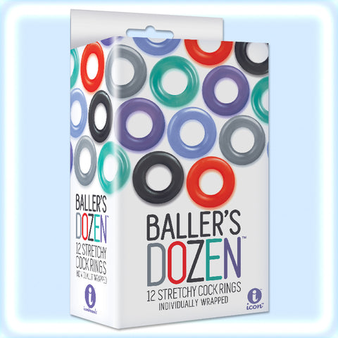 Baller’s Dozen 12 Piece Stretchy Cock Rings #IC2603